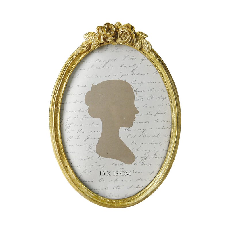 Sunlit Vintage Picture Frame 5x7 Inch, Oval Antique Photo Frames with Glass Front, Luxury Photo Display, Tabletop Wall Hanging, Gift Ideas, Golden Rose - Image 1